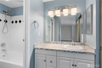 primary bathroom. New vanity. See 360 walkthrough video and interactive floorplans on the virtual tour link.