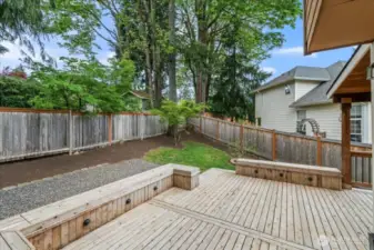 The uncovered portion of the deck is right off the dining room - great for indoor/outdoor flow.
