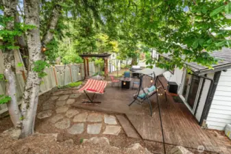Aerial view of backyard.