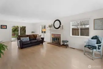 more formal living room with fireplace