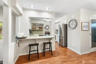 kitchen- heart of the home with eating bar and pantry