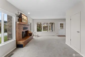 Great room, leads to covered patio, extra storage closet