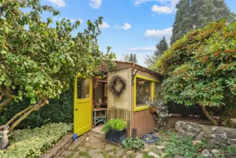 Cool eclectic potting shed