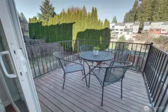 Roomy deck is perfect for dining al fresco!