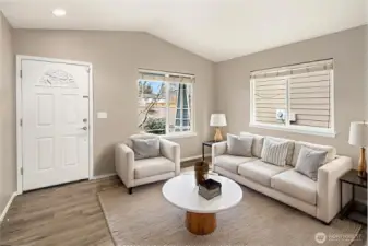 Entry and formal living room virtually staged