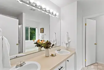 Dual-sink vanity in the Primary Bathroom.