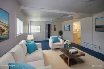 Living room virtually staged