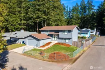 Aerial 2 - Front side, fully fenced.