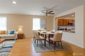 Here is a photo to give you an idea of the home with furniture.  There is enough room in the dining room for the largest of gatherings.
