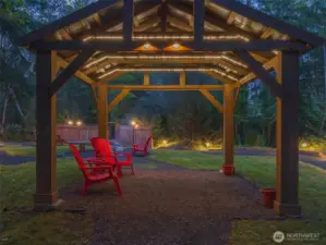 Twilight lighting sets the mood for evening get togethers