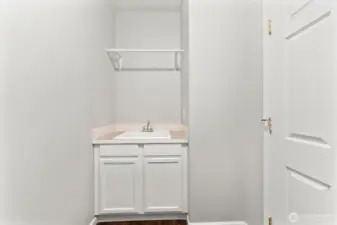 Laundry room has its own sink