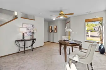 Looking back to the entry, there's a powder room right off the front door.