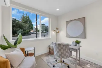 Bedroom facing the street.  Could make a great unofficial business location (live-work setup?).