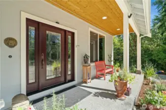 Covered porch to enjoy a steamy drink