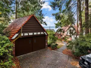 Spacious attached garage with convenient access to the home, offering ample storage and parking.