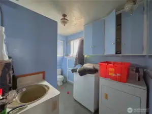 Bathroom with washer/dryer on main floor