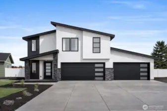 AI Generated Rendering from Architectural Rendering - House will be similar to image. Modern new construction by Del Rancho Custom Homes LLC in the desirable Cove West community of Moses Lake!