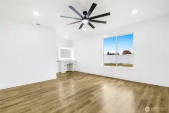 Primary suite example highlighting clean design, natural light, and a spacious layout. Designed to create a comfortable and private retreat within the home.