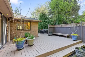 Private back low maintenance deck area has loads of possibilities. BBQ gas hook-up also!
