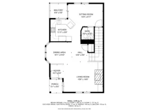 Main level - covered front porch and back balcony.