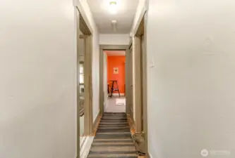 Hallway for the two bedrooms and the full bathroom