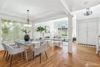 The living and dining rooms connect seamlessly.