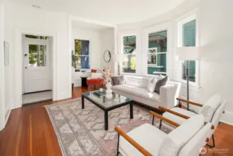 Tall ceilings and original hardwoods on the main floor.