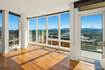 Spacious great room for entertaining. Note door to private balcony.