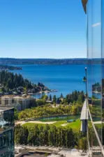 Side View of Meydenbauer Bay off   balcony. This image enlarged.