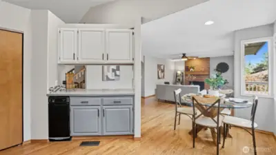Open design with sightlines into the living room for easy entertaining.