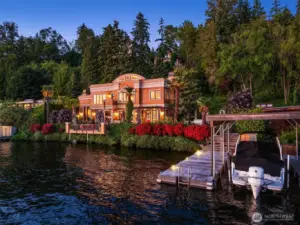Covered moorage and dock ensure all of your water toys have moorage.