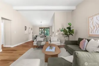 Windows in dining room and living room offer natural light any time of day.