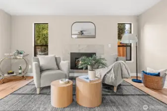 Bonus living space off of the kitchen leads to the homes bedrooms.