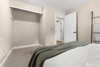 This adaptable bedroom nook is ready for your personal touch- use it for storage clothing, a desk, or whatever inspires you.