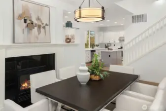 Dining room flows to gorgeous kitchen