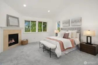 Primary suite with cozy fireplace