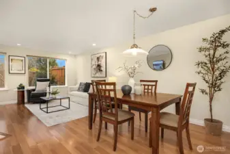 The dining area sits off the kitchen.