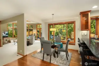 Eating Space Looking to Rec Room