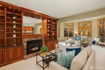 Gas Fireplace, Sitting Area Looking to Rec Room