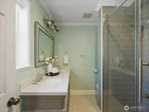 Beautifully updated bathroom with HEATED FLOORS!!