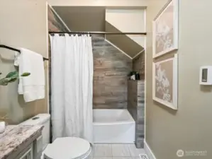 Bathroom on main floor that also have heated floors!