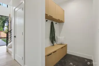 Mud Room off Garage with Built-Ins