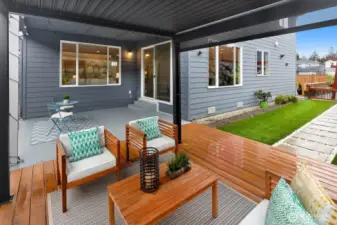 All seasons backyard with sunshades