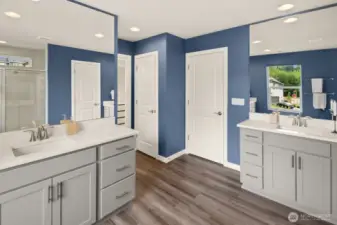 Storage! And double sinks.