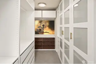 Primary closet with custom closet system