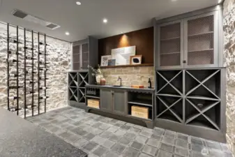 Temperature controlled wine cellar and tasting room.