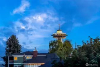 A peek of the Space Needle you will see New Year's Eve Fireworks.