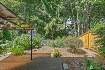Backyard up against a greenbelt, adding a little extra privacy.
