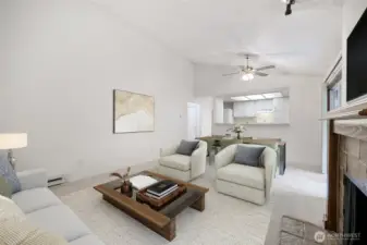 Virtually staged. Perfect space for both relaxing and entertaining.