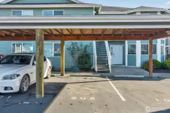 Dedicated covered parking space.